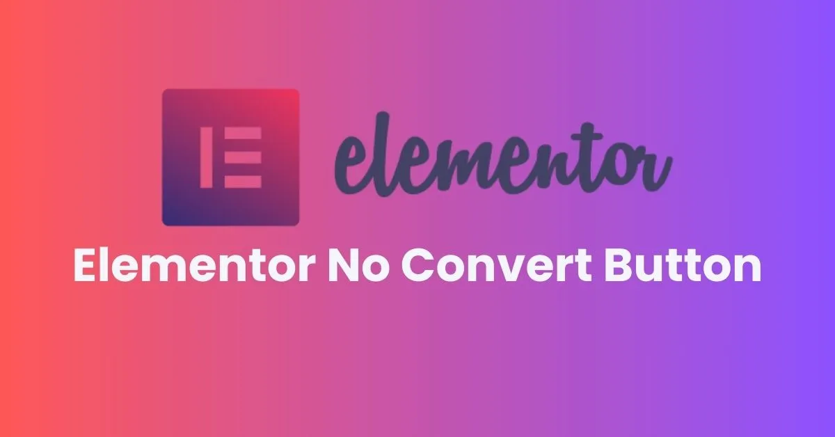 Elementor 'No Convert Button' Issue